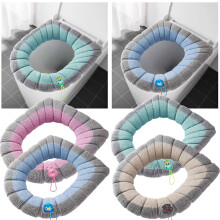 4-Pc Thick Soft Stretchable Toilet Seat Covers with Handle, Washable, Fits All Seats, Compatible with Standard Toilets