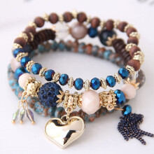 Hot-Selling Fashionable and Sweet Versatile Water Drop Heart Tassel Bracelet for Women - Multi-Layer Beaded Design for Elegant and Stylish Look