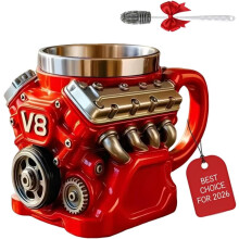 Ultimate V8 Engine Themed Coffee Mugs, 2026 New 3D Ceramic Coffee Cup, Retro Realistic Car Mug with Handle, Mini Insulated Mechanic Gifts, Mug