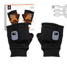 Rechargeable Heated Fingerless Gloves for Women and Kids, 360 Surround Heating, 3 Heat Settings, Long Battery Life, Black