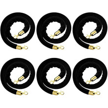 Velvet Stanchion Rope with Gold Hooks 6 Pack, Elegant Crowd Control Barrier Rope for Events and Weddings