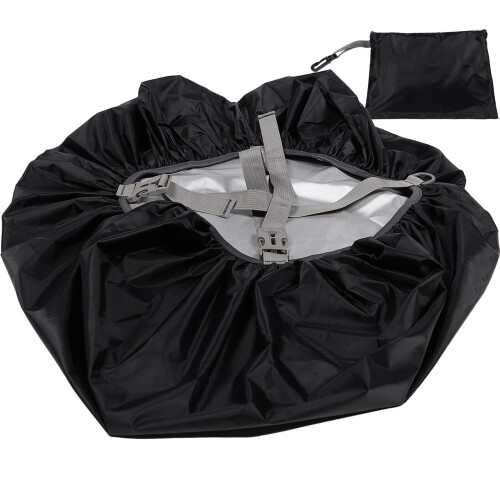 Adjustable Waterproof Backpack Rain Cover for Hiking Camping Biking, Durable Polyester Protector Black