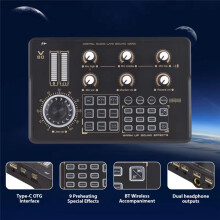 V80 Live Streaming Sound Card Audio Recording Professional Sound Card Mixer with DJ Mixer Voice Changer Audio Effects
