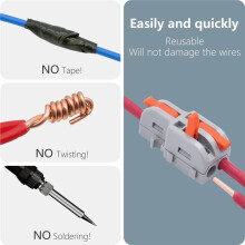 50 Conectores de Cable de Palanca, 1 Entrada y 2 Salidas,  Empalmes Compactos para Bricolaje, Bloque de Terminales de Acoplamiento, Conectores