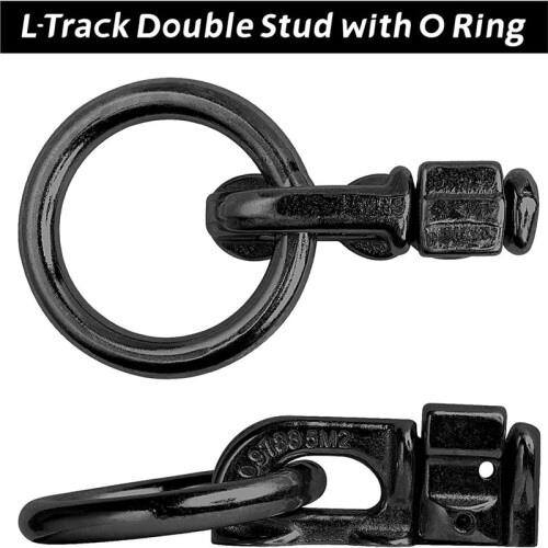 L Track Double Stud Tie Down Fitting with O-Ring, Use with L Track Rails,to Create Instant Tie-Down Anchor Points 1