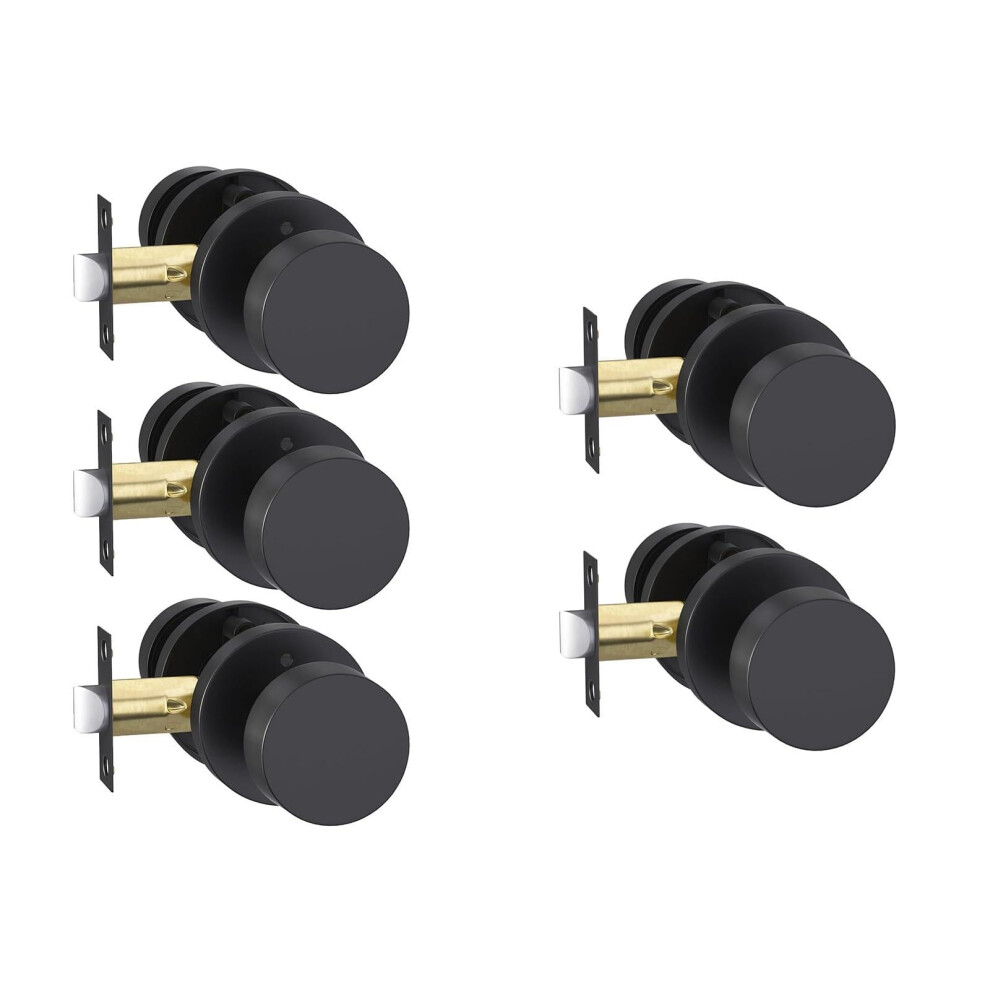 5 Pack Matte Black Privacy Door Knobs Keyless Lock For Bedroom And Bathroom Interior Doors 9092120004762