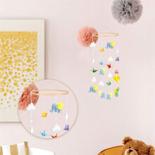 Nursery Mobile Crib Bed Bell Ceiling Wooden Wind Chime Hanging DIY Wooden Frame Ornaments Handmade Kit A