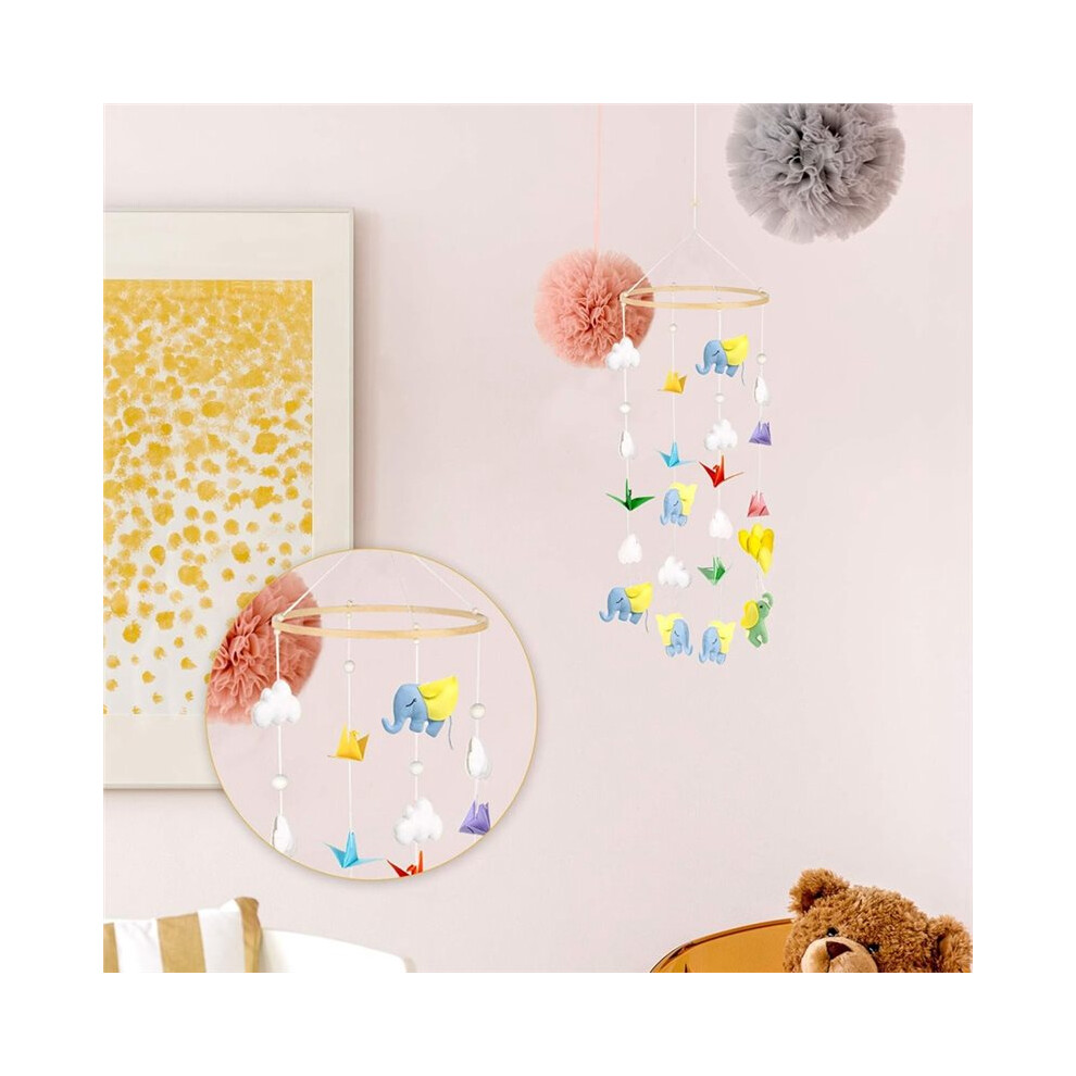 Nursery Mobile Crib Bed Bell Ceiling Wooden Wind Chime Hanging DIY Wooden Frame Ornaments Handmade Kit A