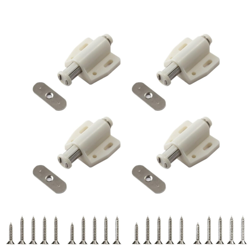 Magnetic Push Latch 4Pcs White Â Push To Open Cabinet Door Catch Set For Handleless Kitchen Cupboards 9092120004779