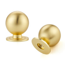 6 Pack Round Brushed Brass Cabinet Knobs, Modern Gold Drawer Pulls for Kitchen and Dresser