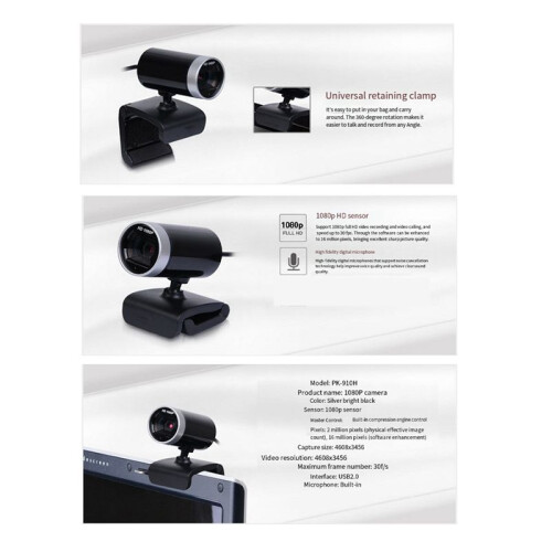 Webcam USB Camera 1080P 30FPS Streaming Web Camera Autofocus Living Stream Camera with Mics for Desktop Meeting 2