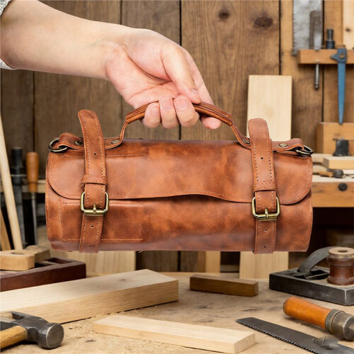 Chisel Roll,Tools Wrench Roll  Pouch with 10 Pockets for Knife Hammers,Gouges, Carving Knife,Fishing Jigs 2