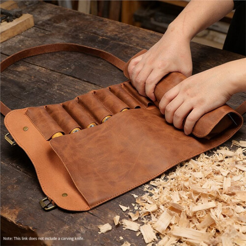 Chisel Roll,Tools Wrench Roll  Pouch with 10 Pockets for Knife Hammers,Gouges, Carving Knife,Fishing Jigs