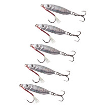 5Pcs Metal Cast Jigging Spoon Lures Treble Hook High-30g