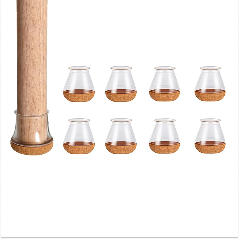 8 Pcs Chair Leg Protectors With Felt Pads, Nonslip Silicone Caps For Hardwood Floors Noise Reduction 9092120005387