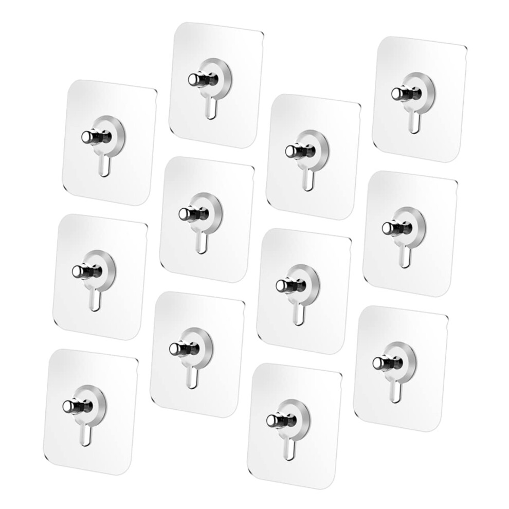 Adhesive Wall Hooks 20Pcs No Drill Traceless Transparent Hangers For Pictures Frames And Home Decor 9771547381945