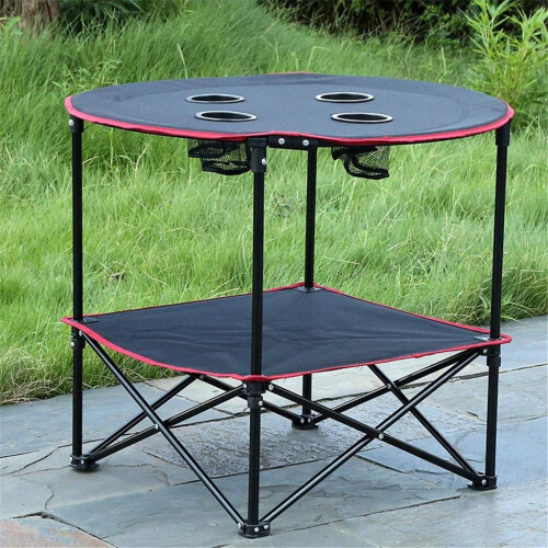 Portable Folding Camping Table with Durable Canvas Surface, Lightweight Mini Outdoor Travel Table 1