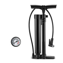 Pompe à pied de vélo avec jauge, pompe à Air-Court Noir