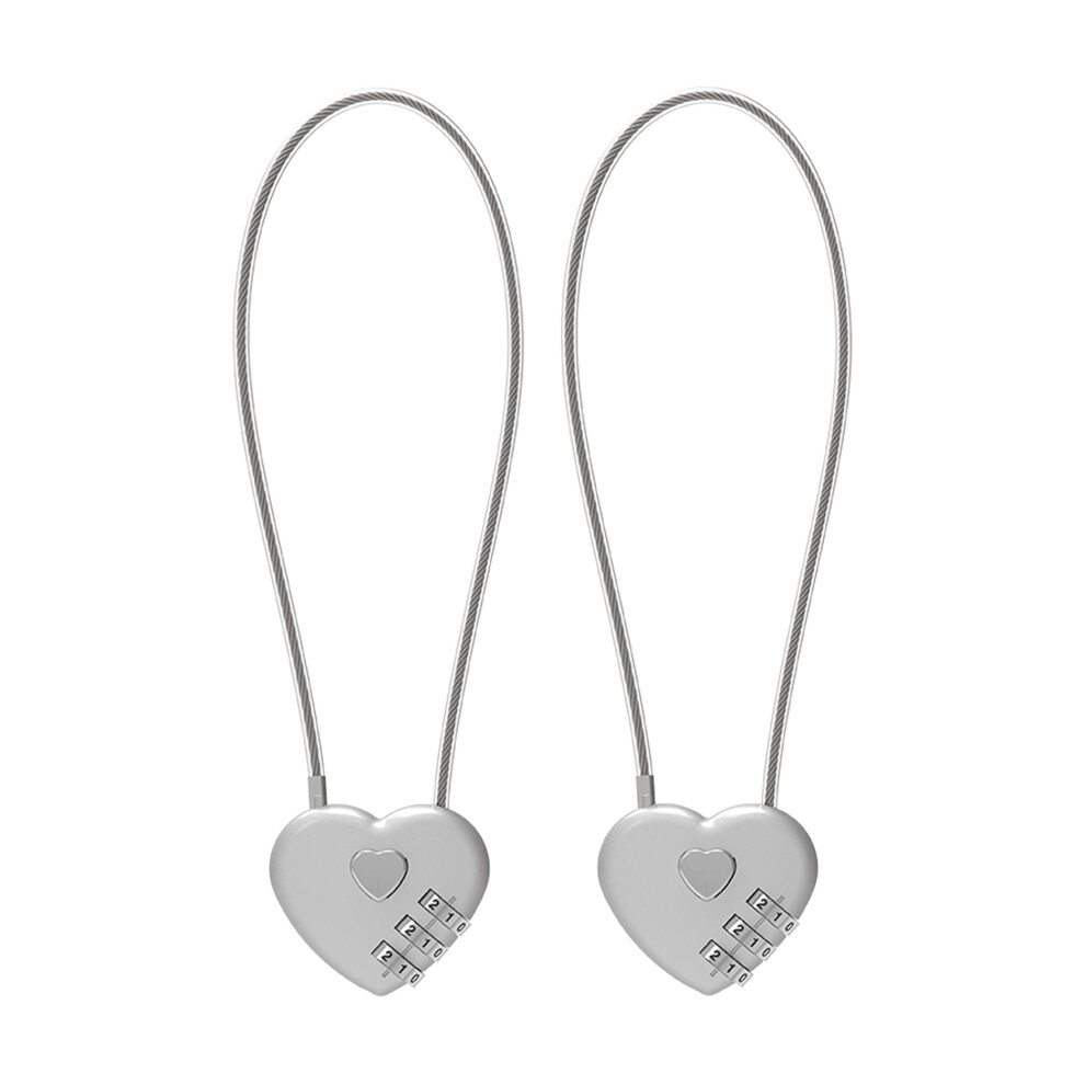 Heart Shaped 3 Digit Combination Cable Lock, Keyless Security For Luggage, Backpack, Bike, Cabinet 9092120005905