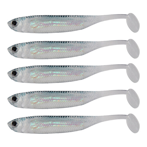 5 StüCk Sanft Köder Einfach Shiner Silikon Doppel Farbener KüNstlich Köder 7Cm Angeln Lehre Wobbler Tackle Bass Schwimmköder Blau
