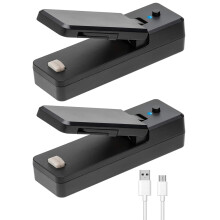 Bag Sealer-2In1 Portable Rechargeable Handheld Vacuum Heat Sealers &Cutter for Plastic Bag Storage Food 2Pcs Black