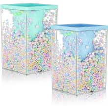 2 Pieces Pen Holder Multi-Purpose Desktop Organizer Stationery Makeup Brush Storage Holder with Colored Bubble