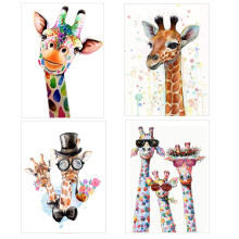 4 Pack 5D Diamond Painting Kits, Giraffe Full Drill Rhinestone Embroidery Picture Crafts for Home Wall Decoration
