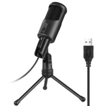 Microphone USB, Microphone à Condensateur pour Ordinateur Microphone PC avec Support pour Enregistrement, Podcast, Jeux, Microphone en Streaming pour