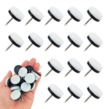 16pcs Chair Leg Floor Protectors 24mm Nail On Furniture Glides Double Thick Nylon Pads for Hardwood and Tile Floors