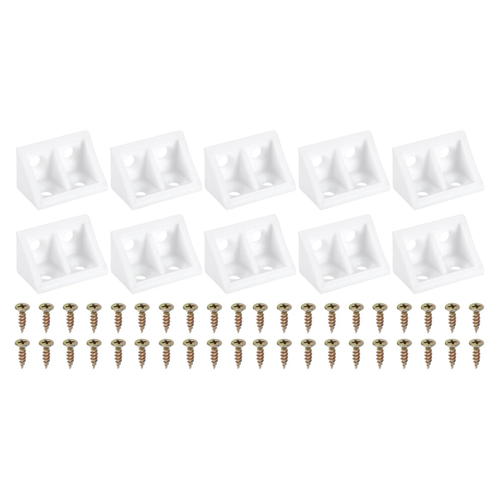 White Plastic Corner Braces 10 Pcs Right Angle Brackets For Cabinet Drawer Shelf 9092120005967