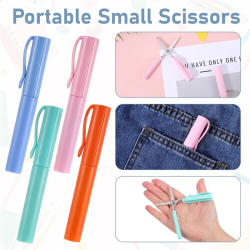 4 PCS Pen  Scissors, Multicolor Pen Shape  Scissors for School, Cute Foldable Compact Scissor Pen for Cutting 2