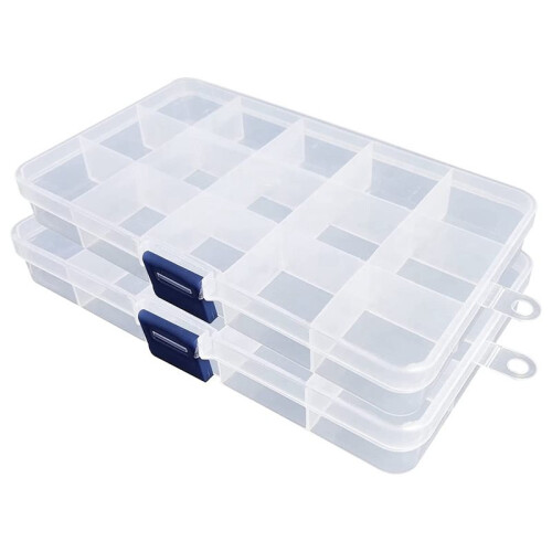 Plastic Organizer Box, 12 Pack Clear Bead Organizer voor Sieraden Tackle Earring  Beads (15 Grids) 2