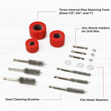 Copper Pipe Cleaning Brush Set for Drill - 1/2", 3/4", 1" Tube Bore Brushes with Stainless Steel Bristles - Fits Copper