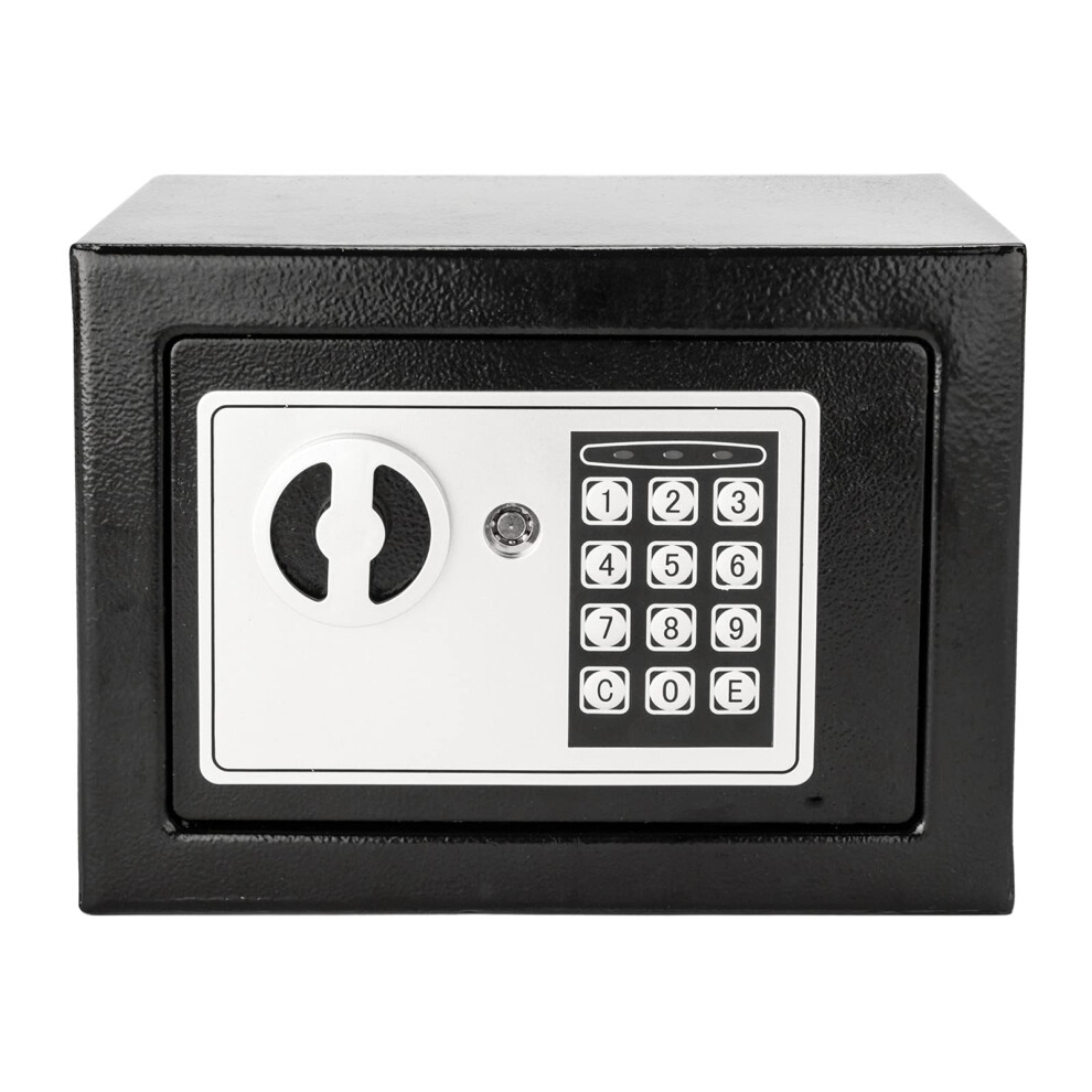 Digital Safe Box With Keypad Access And Emergency Key, Compact Steel Home Security Safe Black 9771547382409