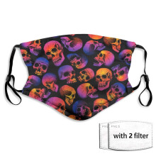 Reusable Face Mask with Filters Adjustable Washable 3D Printed Skull Design for Men and Women