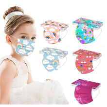 Kids Disposable Face Masks 50Pcs Colorful 3 Ply Breathable Design with Adjustable Nose Clip for School