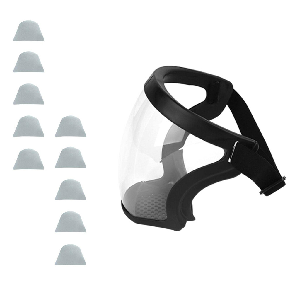 Antifog Clear Face Shield With 10 Filters, Reusable Full Face Protective Mask For Adults Black 9092120006841