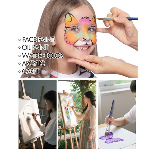 Professional Face Paint Brushes Set,Including 14pcs Different Size Paint Brushes & Standable Case,Convenient to Use 1