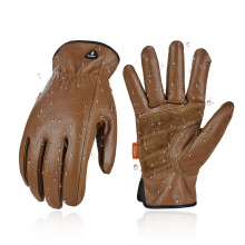 Water Resistant Cowhide Leather Work Gloves for Men XL, Reinforced Palm Grip, Durable Rigger Gloves