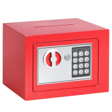 Small Safe Box 0.23CF Mini Safe with Electronic Keypad, Steel Construction, Dual Keys, Red for Home and Office
