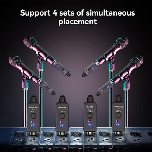2X Microphone Wireless System Micphone Wireless Transmitter UHF Transmitter & Receiver for Dynamic/Condenser Microphon 1
