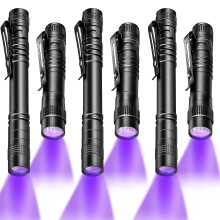 6 Pack Mini UV Black Light Flashlight Set for Pet Urine, Scorpion and Stain Detection, Durable Aluminum Body