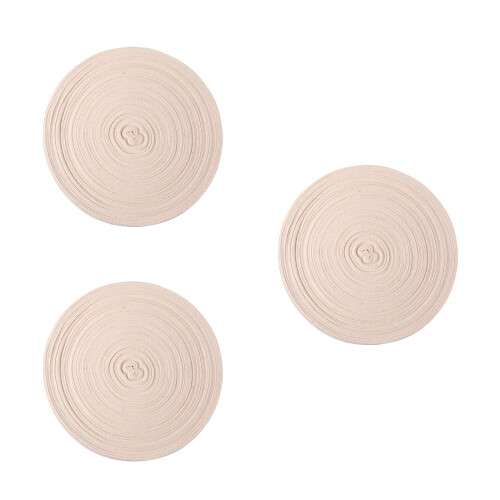 3Rolls Durable Cotton Ribbon Beige Sewing Webbing for Packaging Decor