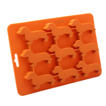 2X Siliconen Teckel Puppyvormige Ijsblokjes Chocoladekoekjesvorm DIY Thuis Ijsbakje, Keukengereedschap Siliconen Mal, Bruin