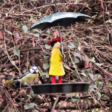 2X Girls Bird Feeder with Umbrella Bird Station Metal Hanging Chain and Hook Feeder for Wild Garden Birds Antique