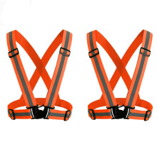2 Pack Reflective Safety Vest and Visibility Adjustable Belt for Running, Cycling, Walking (Bright Orange)