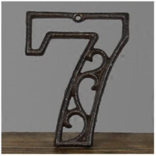 Vintage Industrial Cast Iron House Number 7, Durable Metal Door Plaque for Outdoor Wall Decor