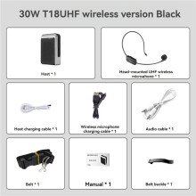 2X APORO T18 Professional Loudspeaker Wireless Microphone Portable Speaker for Teacher School Tour Guide Black