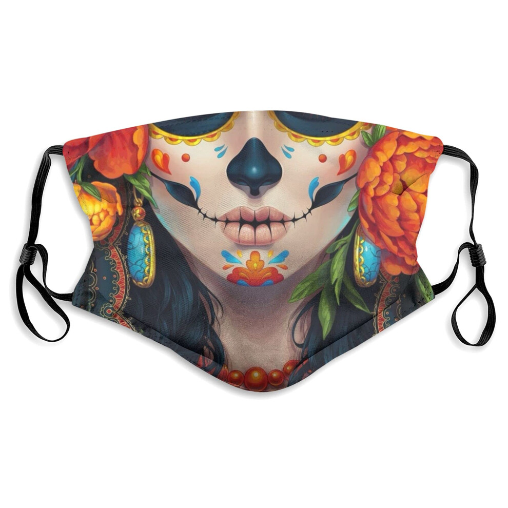 Reusable Face Mask With Adjustable Nose Clip, Replaceable Carbon Filters, Washable Breathable Polyester Design For Adults 9092120008548