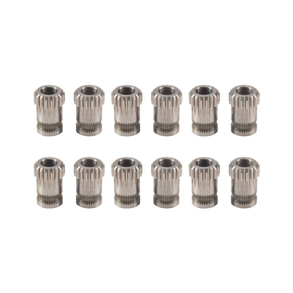 12Pcs Extruder Gears Mk8 Stainless Steel Double Extrusion Wheels Bowden Gear 3D Printer Part For Cr10 3 Silver 4712086761367